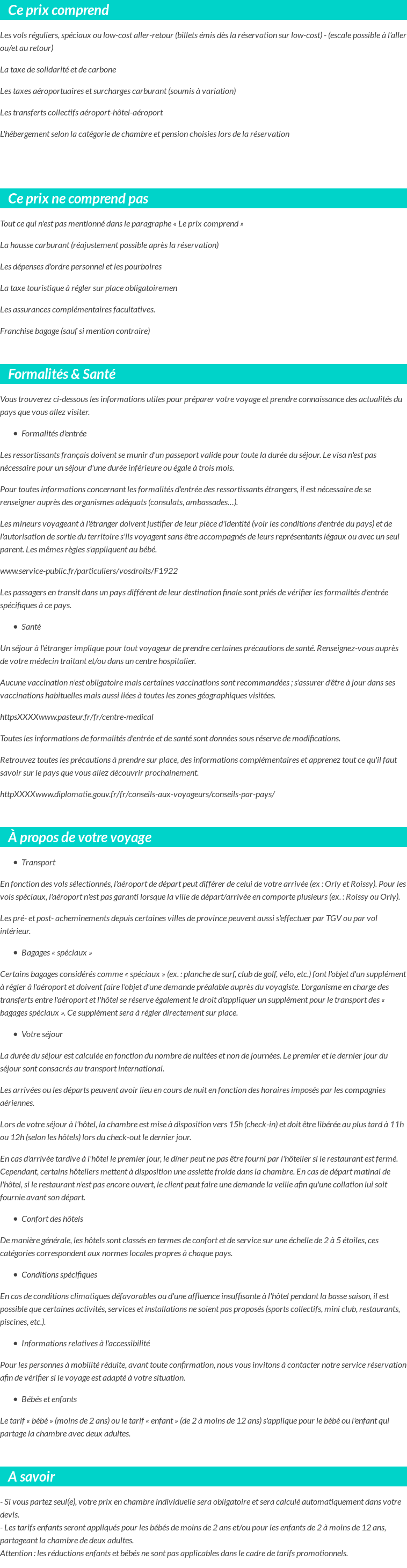 Conditions tarifaires