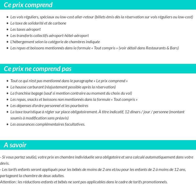 Conditions tarifaires