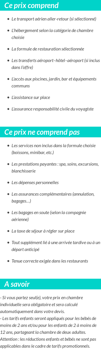 Conditions tarifaires