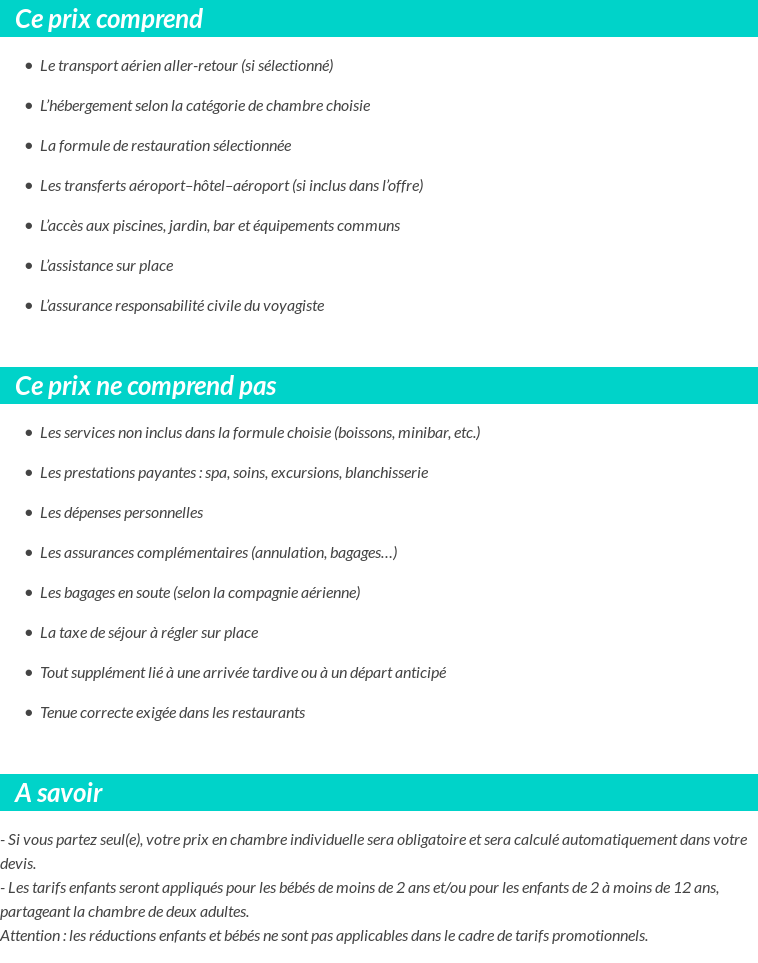 Conditions tarifaires