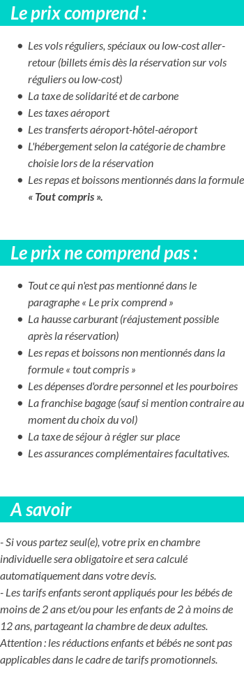 Conditions tarifaires