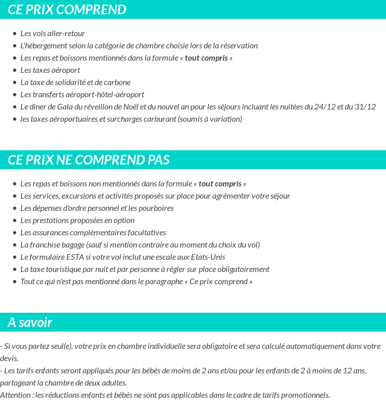 Conditions tarifaires