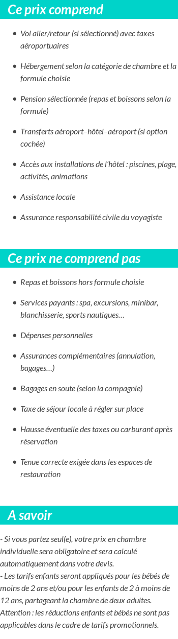 Conditions tarifaires