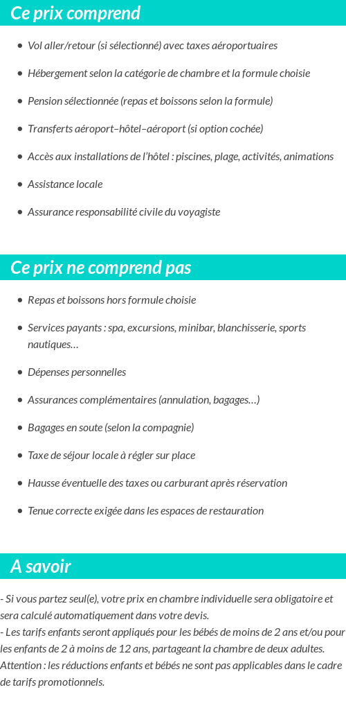Conditions tarifaires