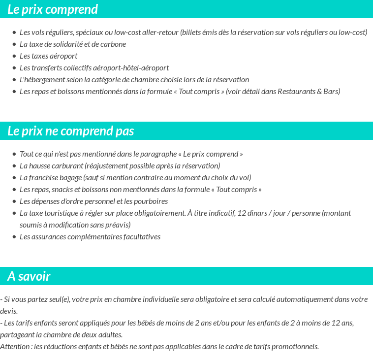 Conditions tarifaires