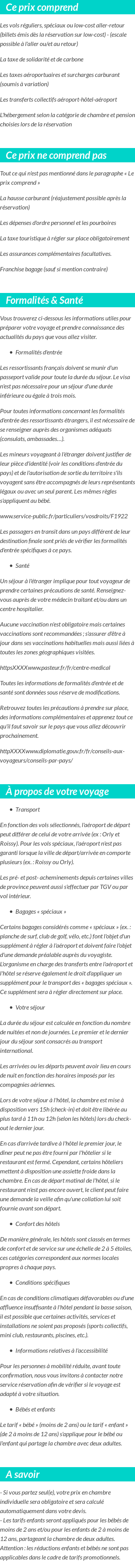 Conditions tarifaires