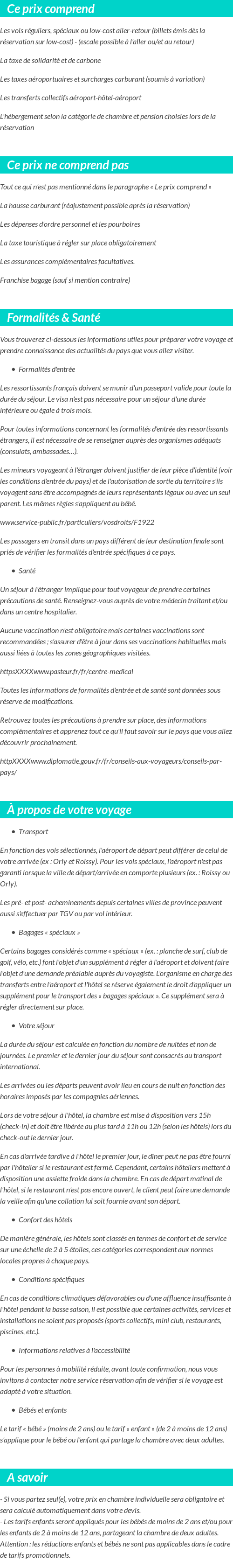 Conditions tarifaires