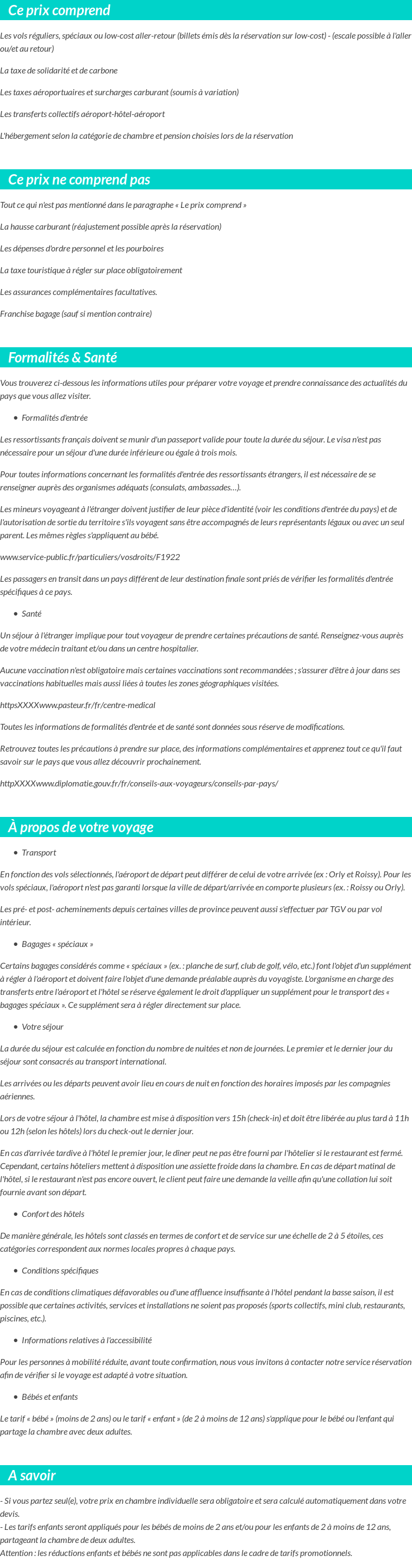 Conditions tarifaires