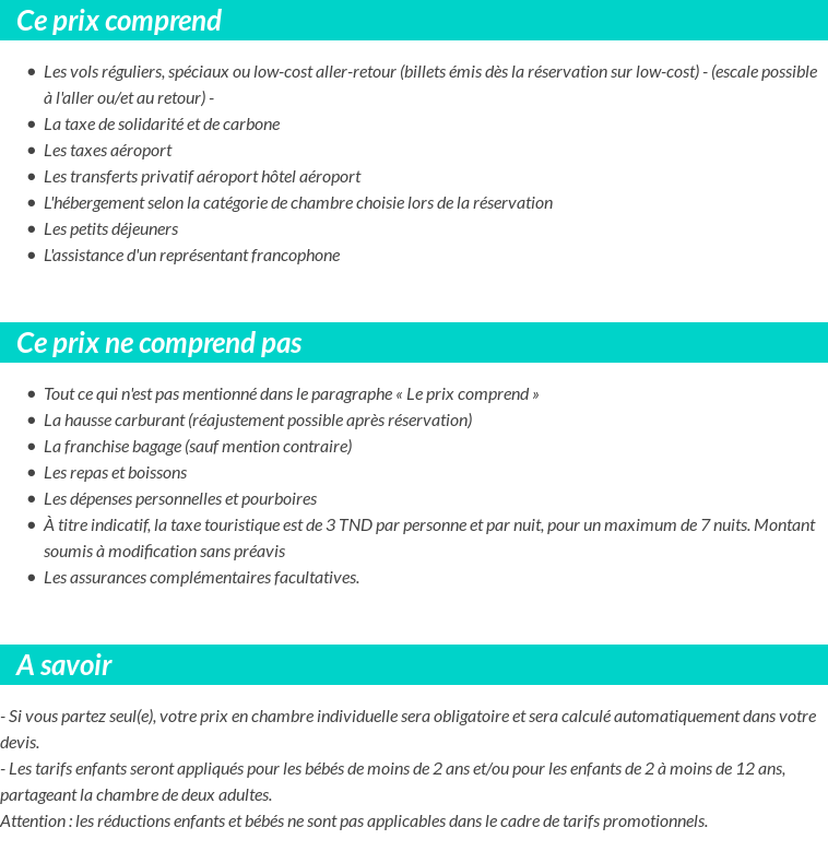 Conditions tarifaires