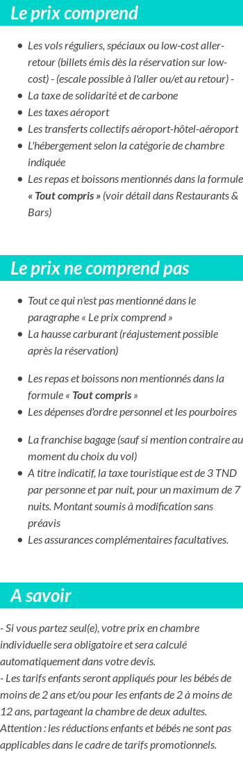 Conditions tarifaires