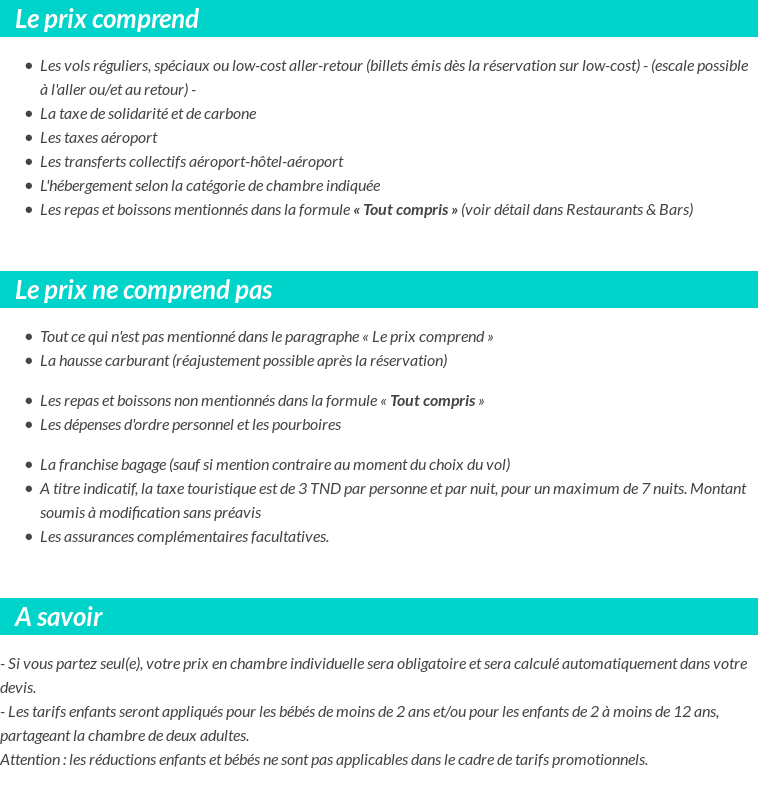 Conditions tarifaires