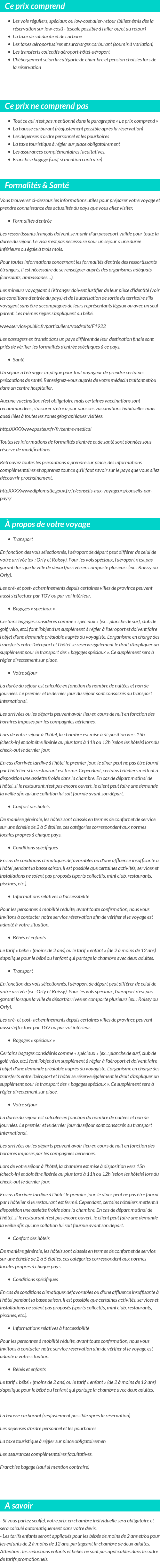 Conditions tarifaires