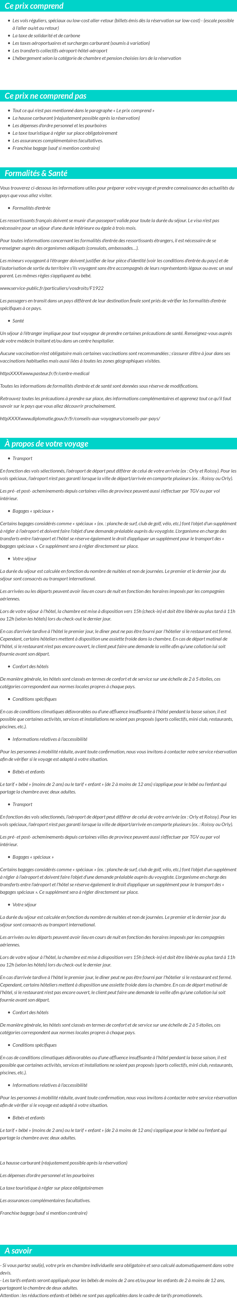 Conditions tarifaires