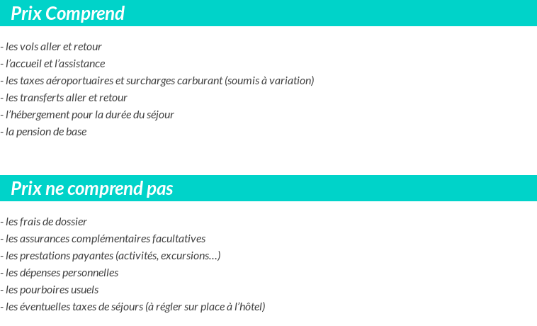 Conditions tarifaires