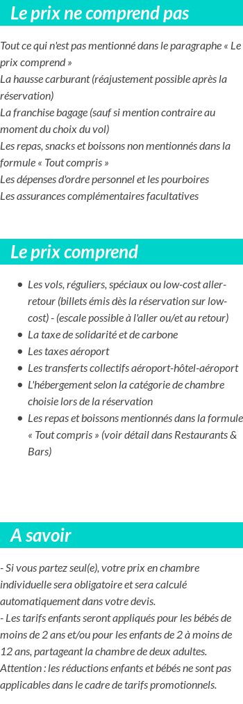 Conditions tarifaires