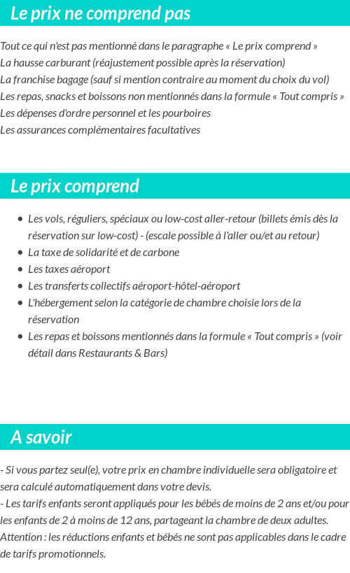 Conditions tarifaires