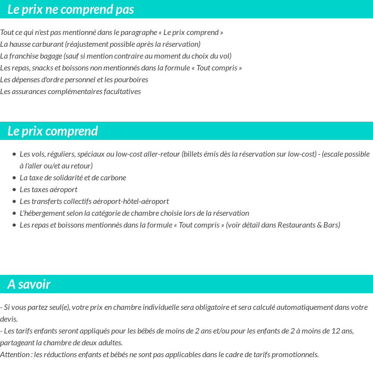 Conditions tarifaires
