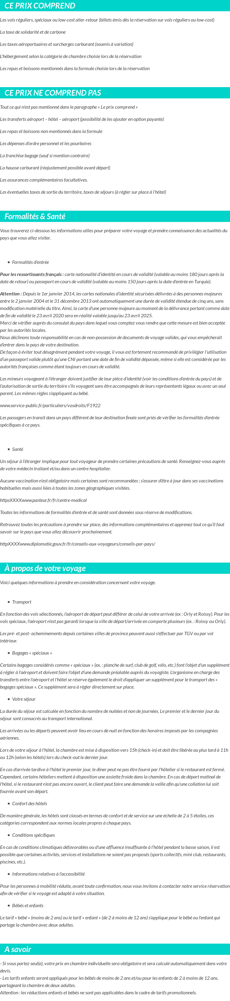 Conditions tarifaires