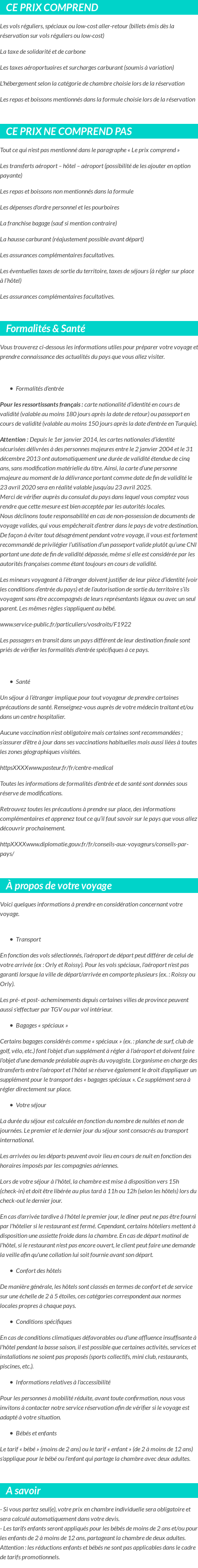 Conditions tarifaires