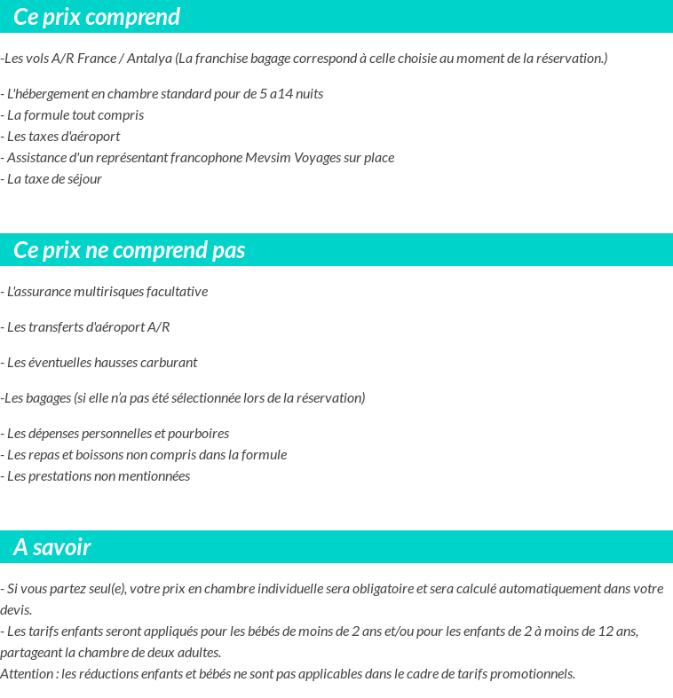 Conditions tarifaires