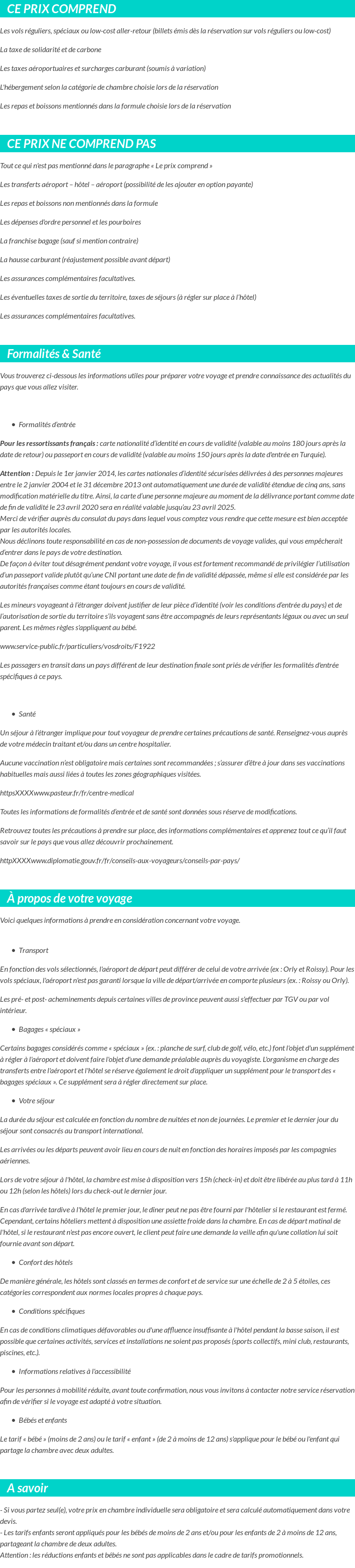 Conditions tarifaires