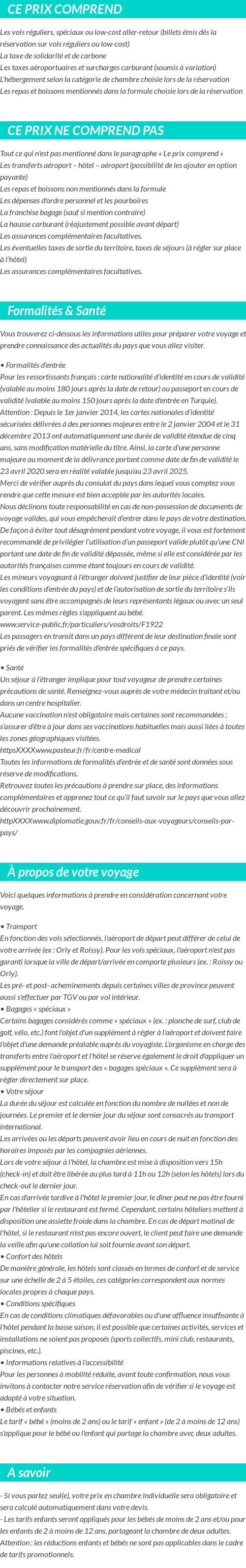 Conditions tarifaires