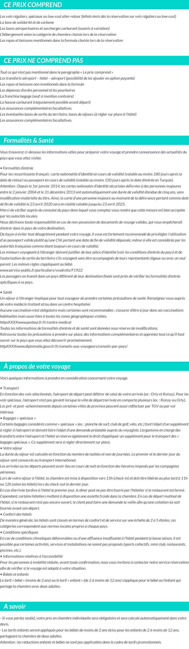 Conditions tarifaires
