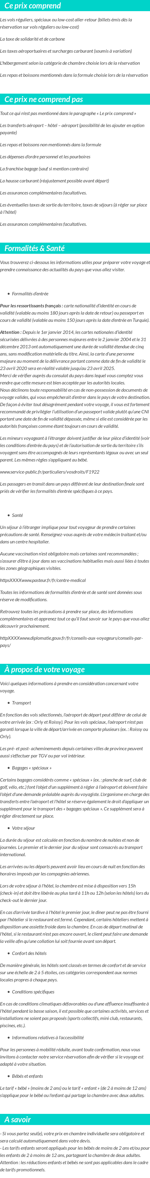 Conditions tarifaires