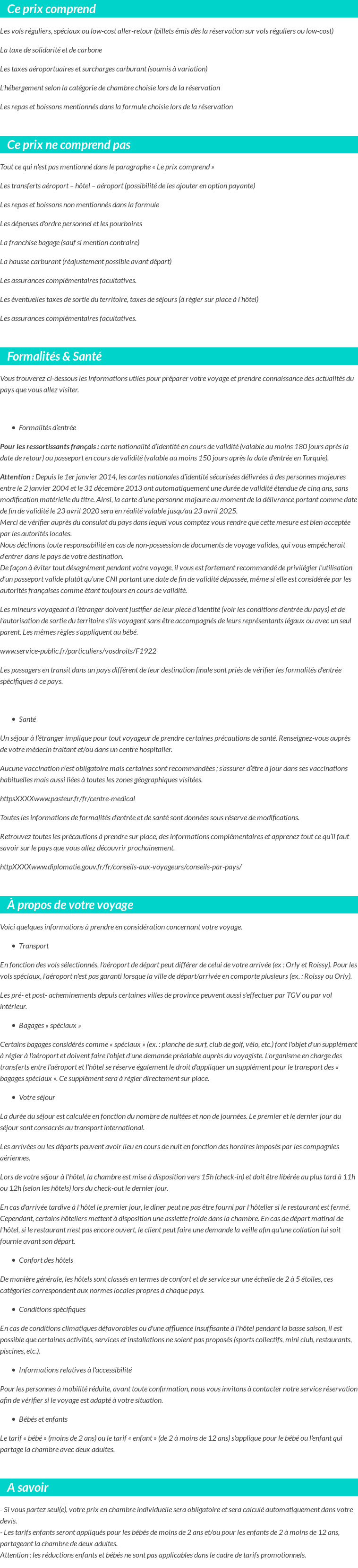 Conditions tarifaires