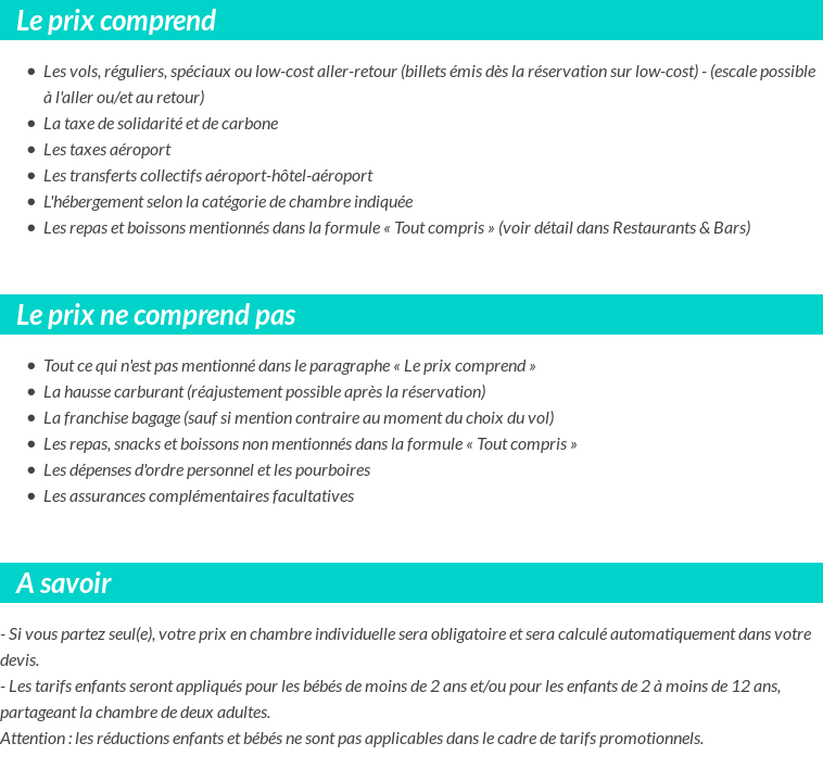 Conditions tarifaires