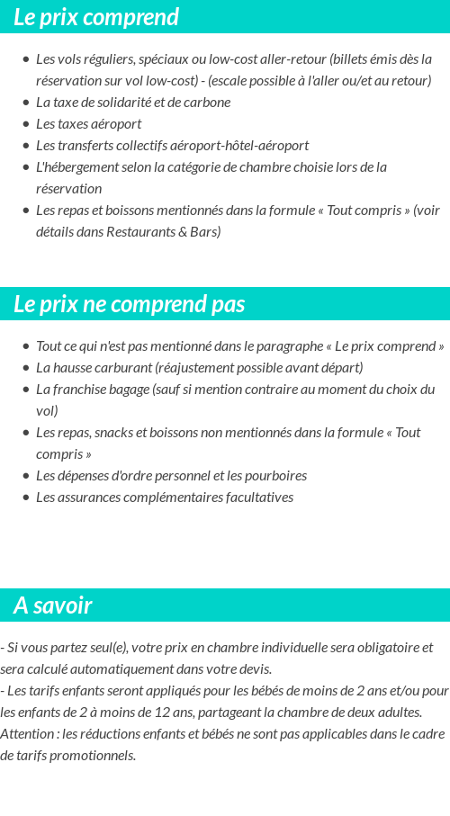 Conditions tarifaires
