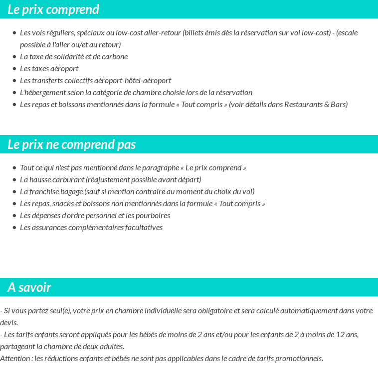 Conditions tarifaires