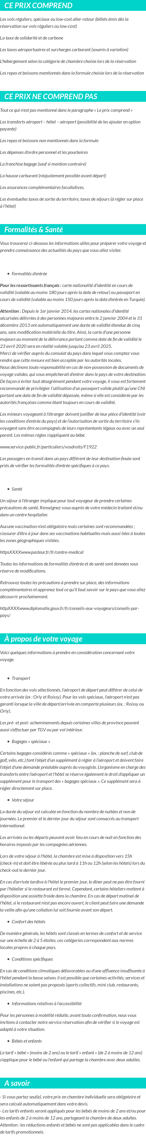 Conditions tarifaires