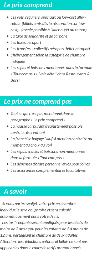 Conditions tarifaires