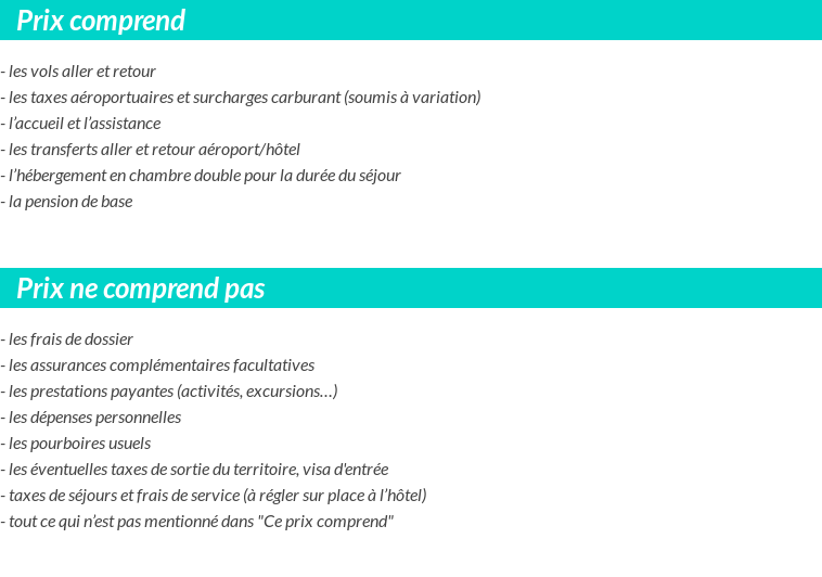 Conditions tarifaires