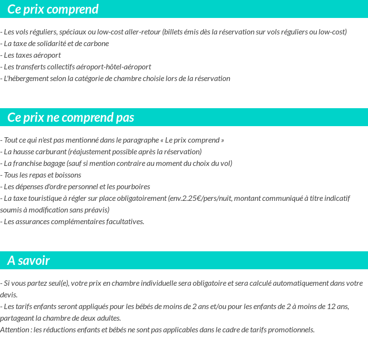 Conditions tarifaires