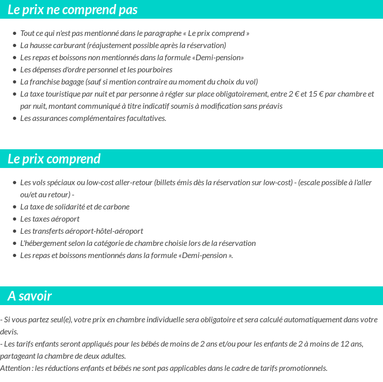 Conditions tarifaires