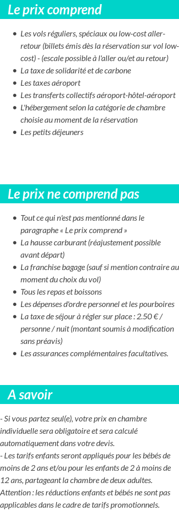 Conditions tarifaires
