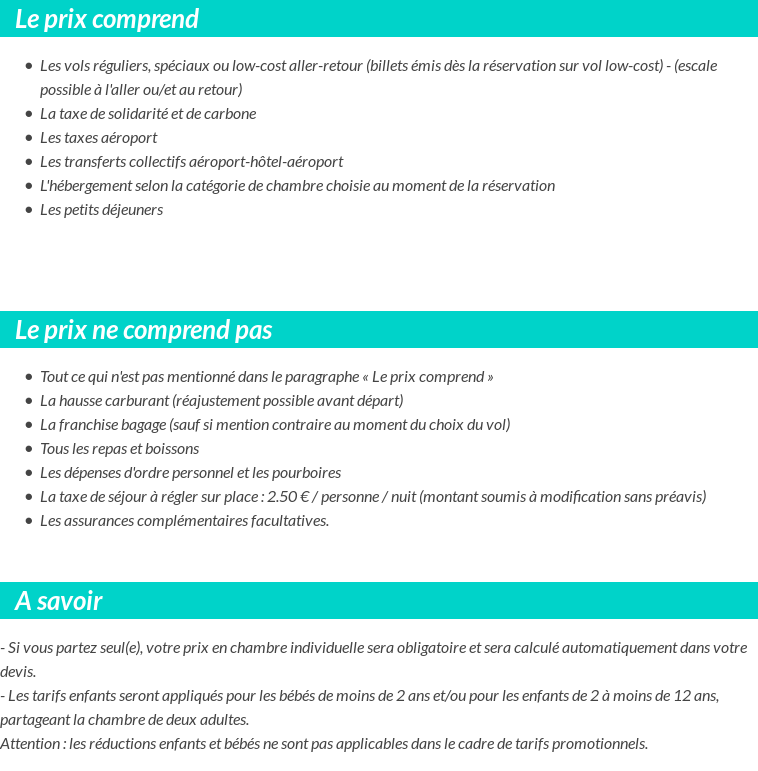 Conditions tarifaires