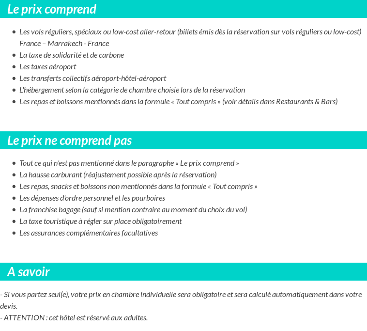 Conditions tarifaires