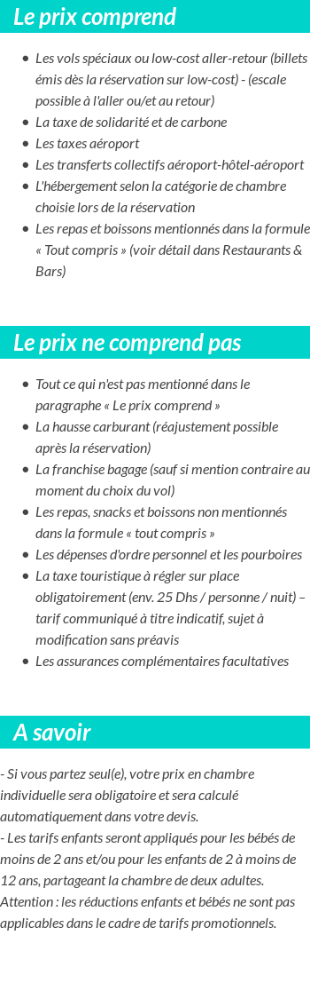 Conditions tarifaires
