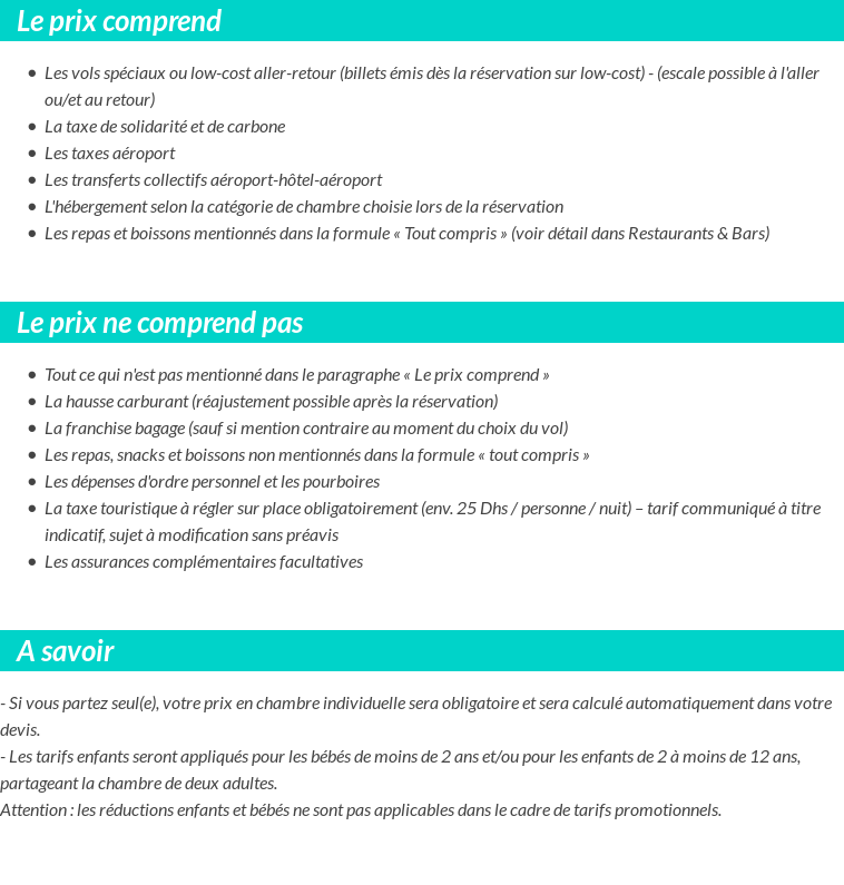 Conditions tarifaires