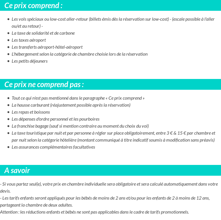 Conditions tarifaires