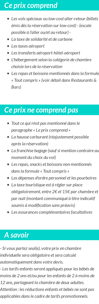 Conditions tarifaires