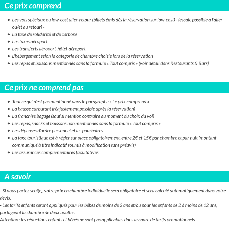Conditions tarifaires