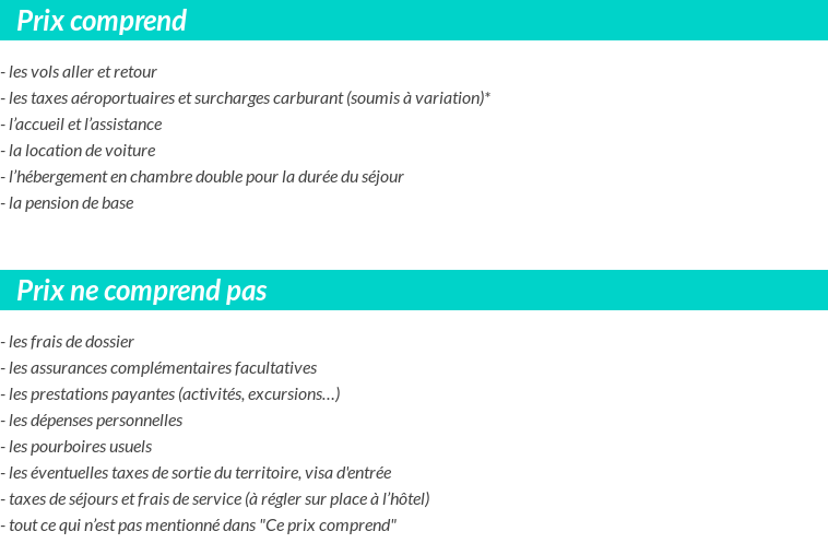 Conditions tarifaires