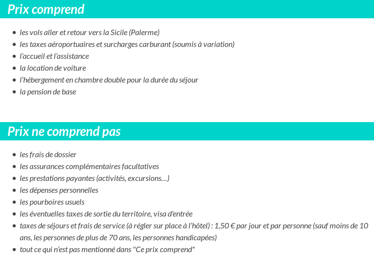 Conditions tarifaires