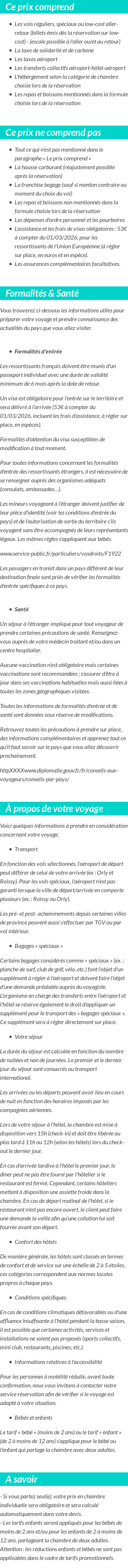 Conditions tarifaires