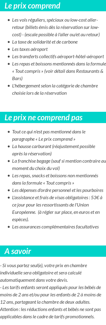 Conditions tarifaires