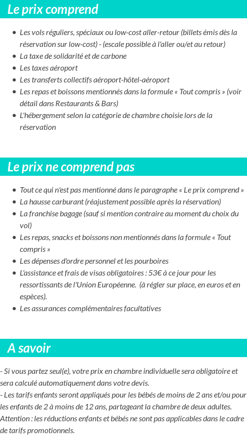 Conditions tarifaires